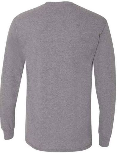 Am image of a Custom Gildan DryBlend Fifty Fifty Long Sleeve T Shirt in Graphite Heather!