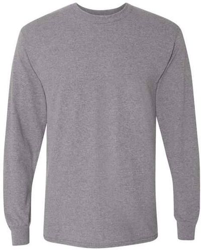 Am image of a Custom Gildan DryBlend Fifty Fifty Long Sleeve T Shirt in Graphite Heather!