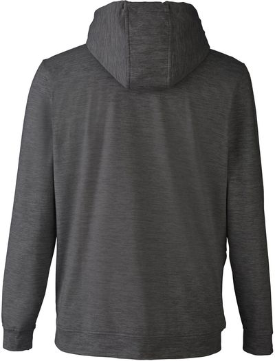 Am image of a Custom Puma Golf Men's Cloudspun Progress Hooded Sweatshirt in PUMA BLACK HTHR!