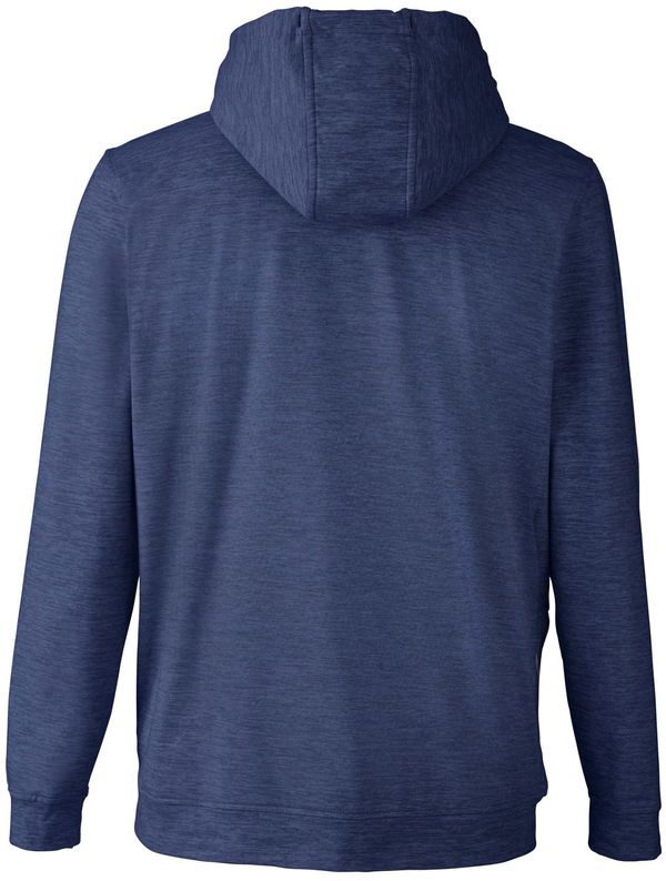 Am image of a Custom Puma Golf Men's Cloudspun Progress Hooded Sweatshirt in NAVY BLAZER HTHR!