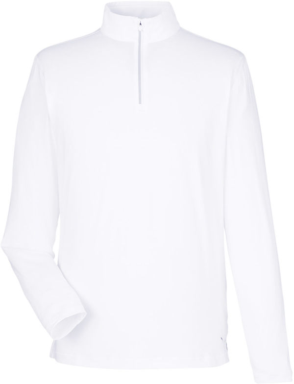 Am image of a Custom Puma Golf Mens Quarter Zip in Bright White!