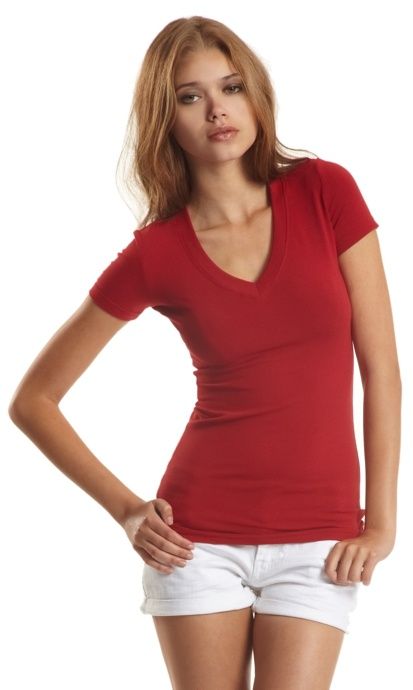 Jerico Bamboo Stretch Deep V Neck in Cardinal Red