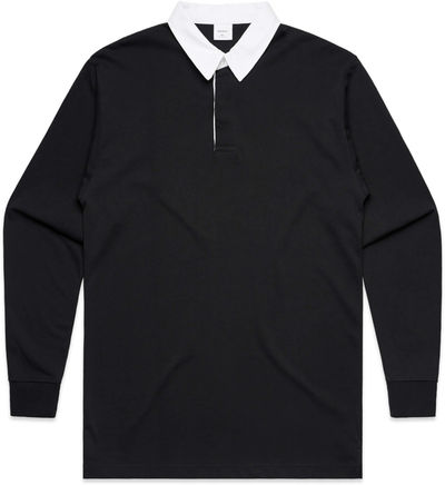 Am image of a Custom AS Colour Men's Rugby Jersey in Black!
