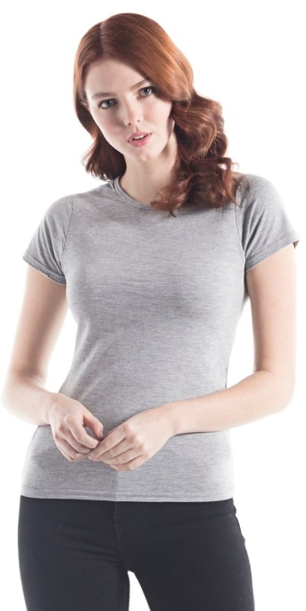 Am image of a Custom Jerico Bamboo Ladies Crewneck T in Heather Grey!