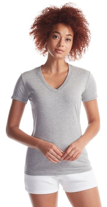 Jerico Ladies Bamboo Foundation V Neck in Heather Grey