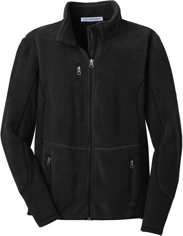 Am image of a Custom Port Authority RTek Pro Fleece Full Zip Jacket in Black/Black!