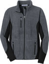 Am image of a Custom Port Authority RTek Pro Fleece Full Zip Jacket in Charcoal Heather/Black!