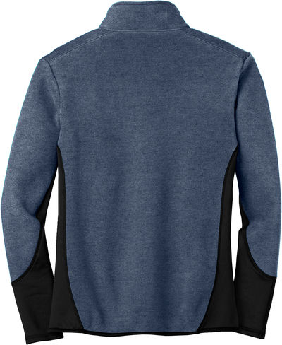 Am image of a Custom Port Authority RTek Pro Fleece Full Zip Jacket in Navy Heather/Black!