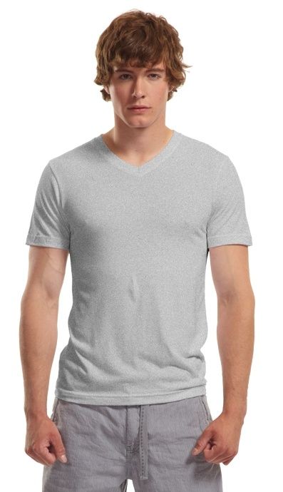 Jerico Bamboo Slim Fit V Neck T Shirt in Heather Grey