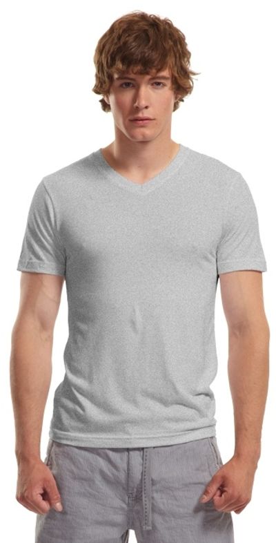 Am image of a Custom Jerico Bamboo Slim Fit V Neck T Shirt in Heather Grey!