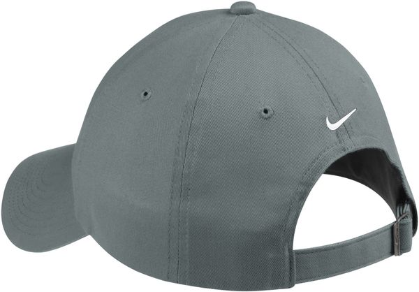 Am image of a Custom Nike Unstructured Twill Cap in Dark Grey!