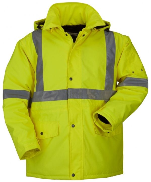 Am image of a Custom Sumaggo High Visibility Winter Parka Jacket in Lime!