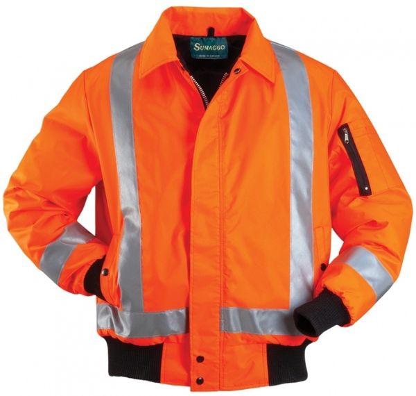 Am image of a Custom Sumaggo High Visibility Winter Bomber Jacket in Orange!
