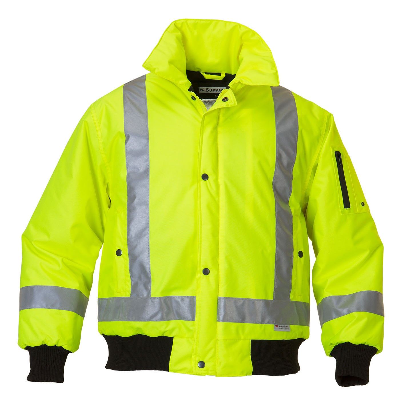 Sumaggo High Visibility Winter Bomber Jacket in Lime
