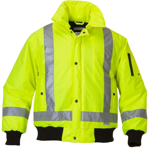 Am image of a Custom Sumaggo High Visibility Winter Bomber Jacket in Lime!