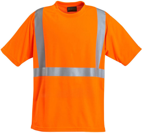 Am image of a Custom Sumaggo High Visibility Polyester Wicking Shirt in HV ORANGE!