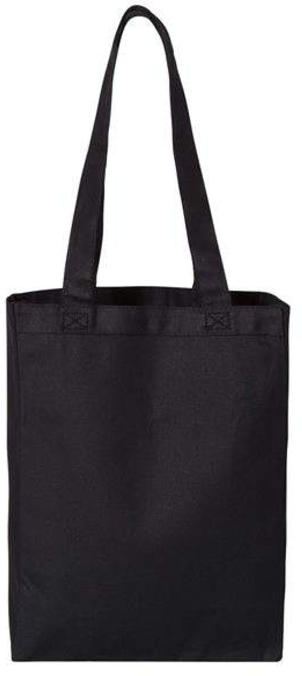 Am image of a Custom QTees 12L Gussetted Shopping Bag in Black!
