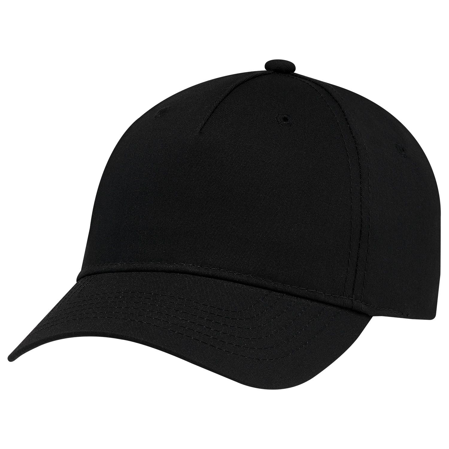 AJM Polycotton 5 Panel Constructed Full Fit Five Cap in Black