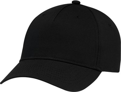 Am image of a Custom AJM Polycotton 5 Panel Constructed Full Fit Five Cap in Black!