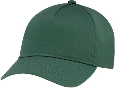 Am image of a Custom AJM Polycotton 5 Panel Constructed Full Fit Five Cap in Forest Green!