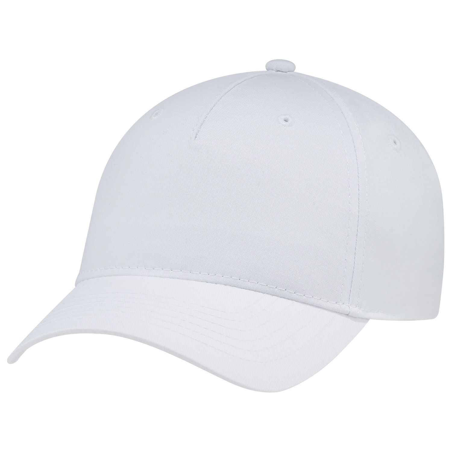 AJM Polycotton 5 Panel Constructed Full Fit Five Cap in White