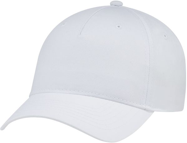 Am image of a Custom AJM Polycotton 5 Panel Constructed Full Fit Five Cap in White!