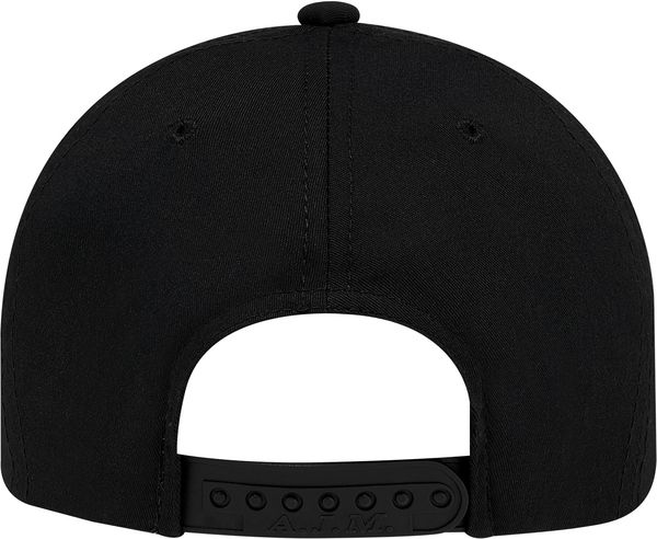 Am image of a Custom AJM Polycotton 5 Panel Constructed Full Fit Five Cap in Black!