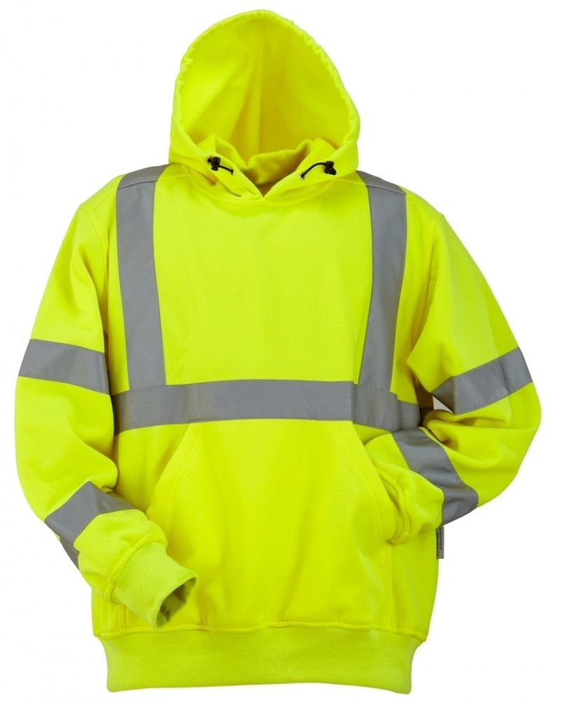Sumaggo High Visibility Polyester Fleece Hooded Pullover in Lime