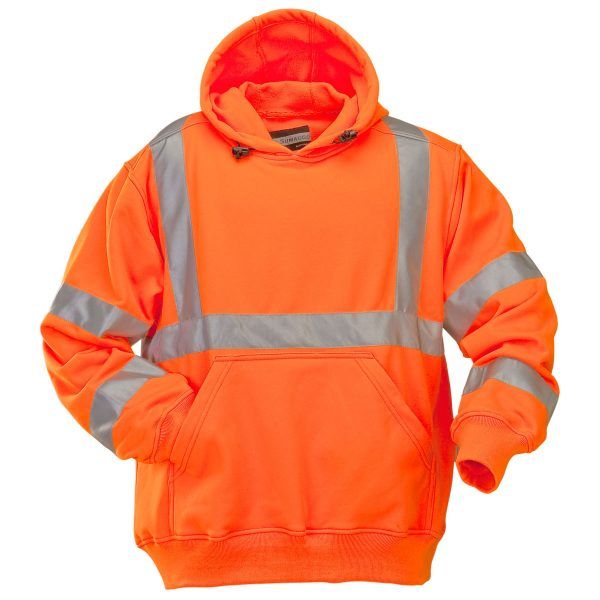Sumaggo High Visibility Polyester Fleece Hooded Pullover in Orange