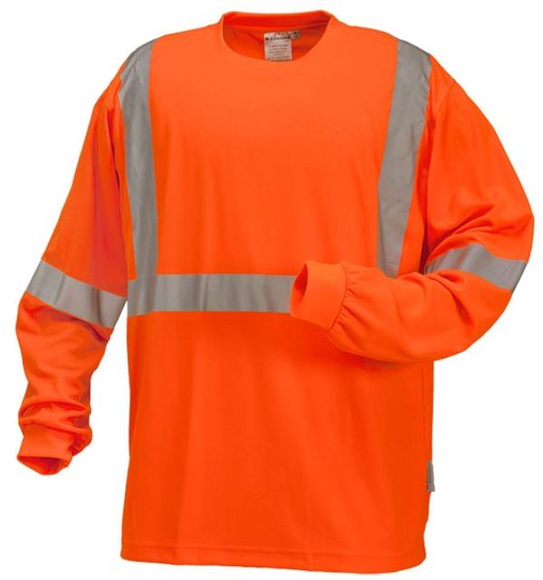 Am image of a Custom Sumaggo High Visibility Wicking Long Sleeve Tshirt in Orange!