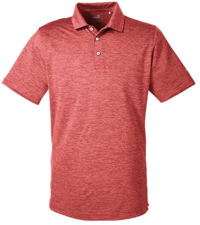 Am image of a Custom Puma Golf Men's Icon Heather Polo in High Risk Red!