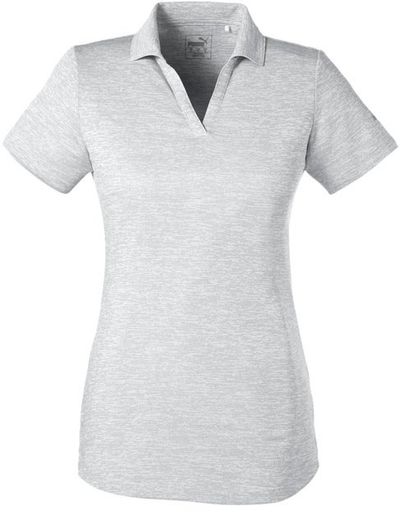 Am image of a Custom Puma Golf Ladies' Icon Heather Polo in Bright White!