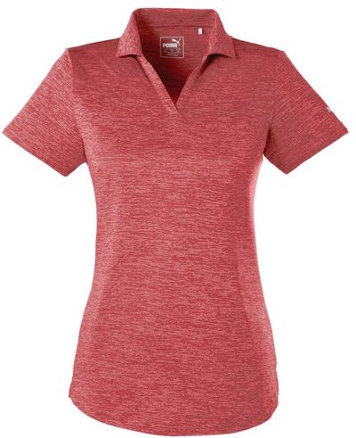 Am image of a Custom Puma Golf Ladies' Icon Heather Polo in High Risk Red!