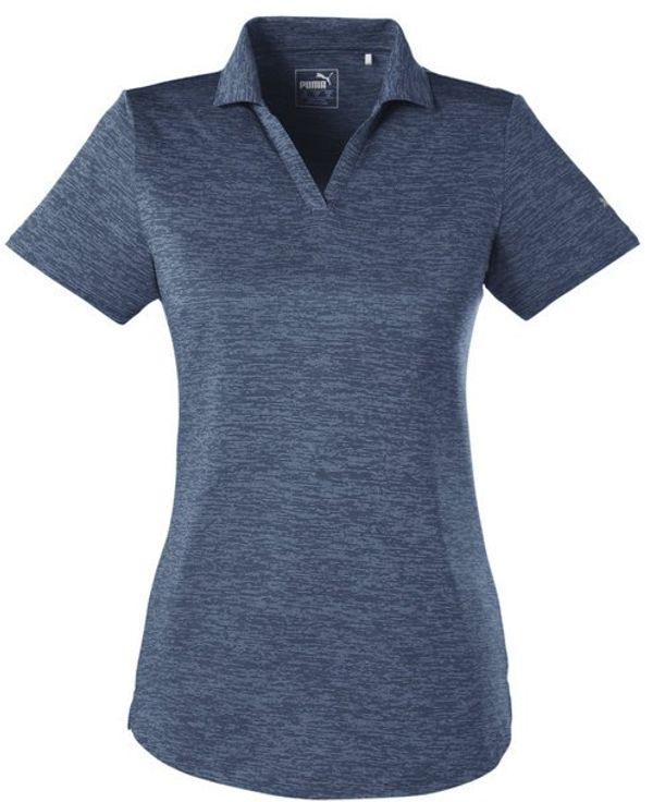 Am image of a Custom Puma Golf Ladies' Icon Heather Polo in Peacoat!