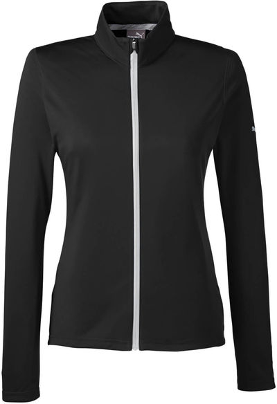 Am image of a Custom Puma Golf Ladies' Icon Full Zip in PUMA BLACK!