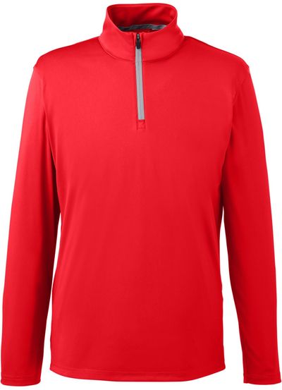 Am image of a Custom Puma Golf Men's Icon Quarter Zip in High Risk Red!