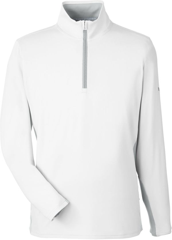 Am image of a Custom Puma Golf Men's Gamer Golf Quarter Zip in BRIGHT WHITE!