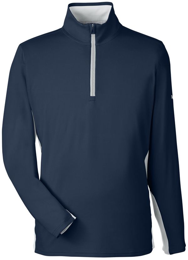 Am image of a Custom Puma Golf Men's Gamer Golf Quarter Zip in NAVY BLAZER!