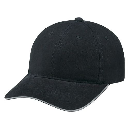 AJM Brushed Cotton Drill Sandwich Bill Cap in Black/Slate
