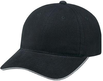 Am image of a Custom AJM Brushed Cotton Drill Sandwich Bill Cap in Black/Slate!
