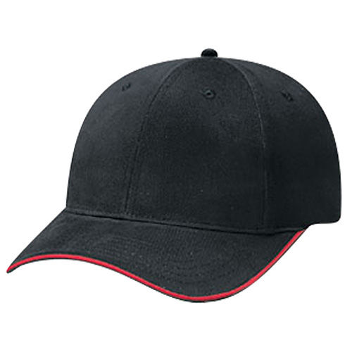 AJM Brushed Cotton Drill Sandwich Bill Cap in Black/Scarlet Red