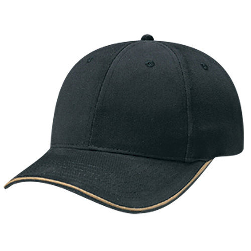 AJM Brushed Cotton Drill Sandwich Bill Cap in Black/Tan