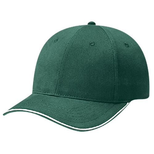 AJM Brushed Cotton Drill Sandwich Bill Cap in Forest Green/White