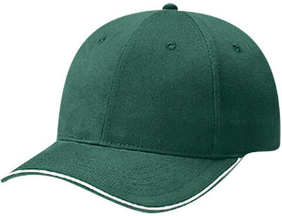Am image of a Custom AJM Brushed Cotton Drill Sandwich Bill Cap in Forest Green/White!