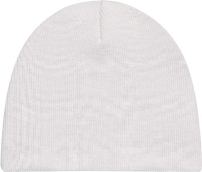 Am image of a Custom AJM Lightweight Rib Knit Acrylic Board Toque in White!
