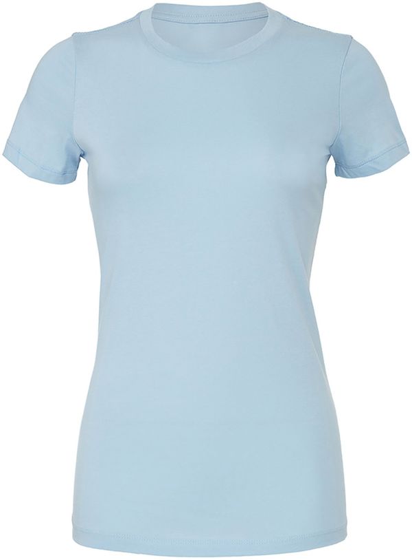 Am image of a Custom Bella and Canvas Ladies Slim Fit T Shirt in Baby Blue!