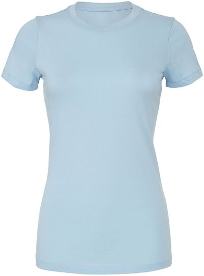Am image of a Custom Bella and Canvas Ladies Slim Fit T Shirt in Baby Blue!