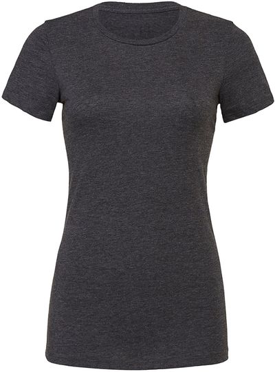 Am image of a Custom Bella and Canvas Ladies Slim Fit T Shirt in Dark Grey Heather!
