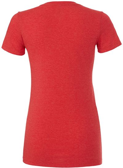 Am image of a Custom Bella and Canvas Ladies Slim Fit T Shirt in Heather Red!