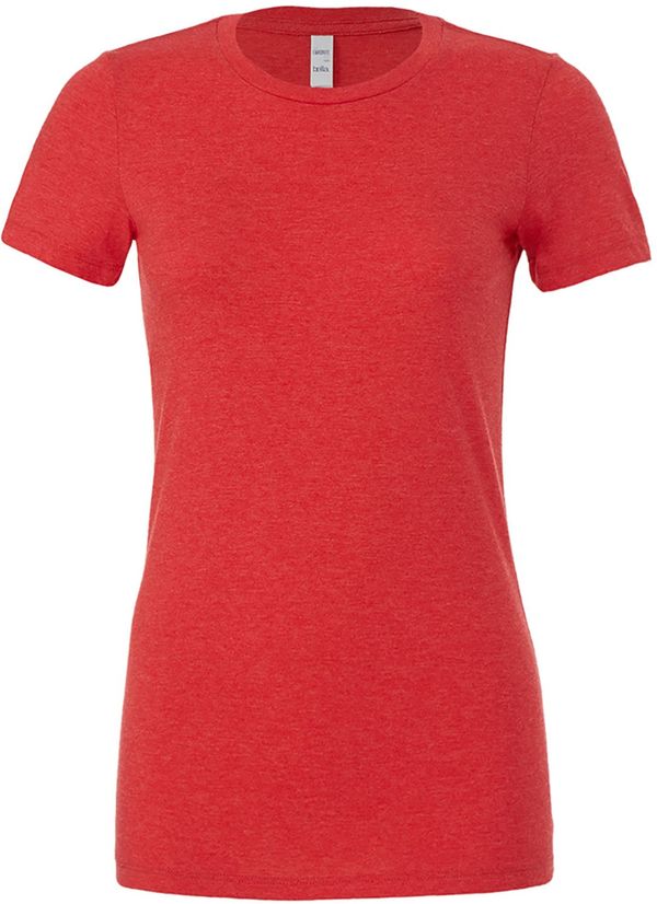 Am image of a Custom Bella and Canvas Ladies Slim Fit T Shirt in Heather Red!